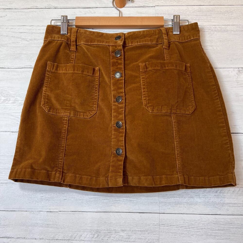 Mudd Skirt Juniors Size 11 Cognac Y2K Style Corduroy Button Down Academia Mini